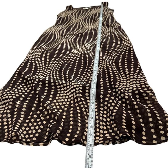 Vintage Dressbarn Polkadot Midi Slip Dress Brown 8 Bias Cut 90s Y2K Whimsygoth - Picture 11 of 11